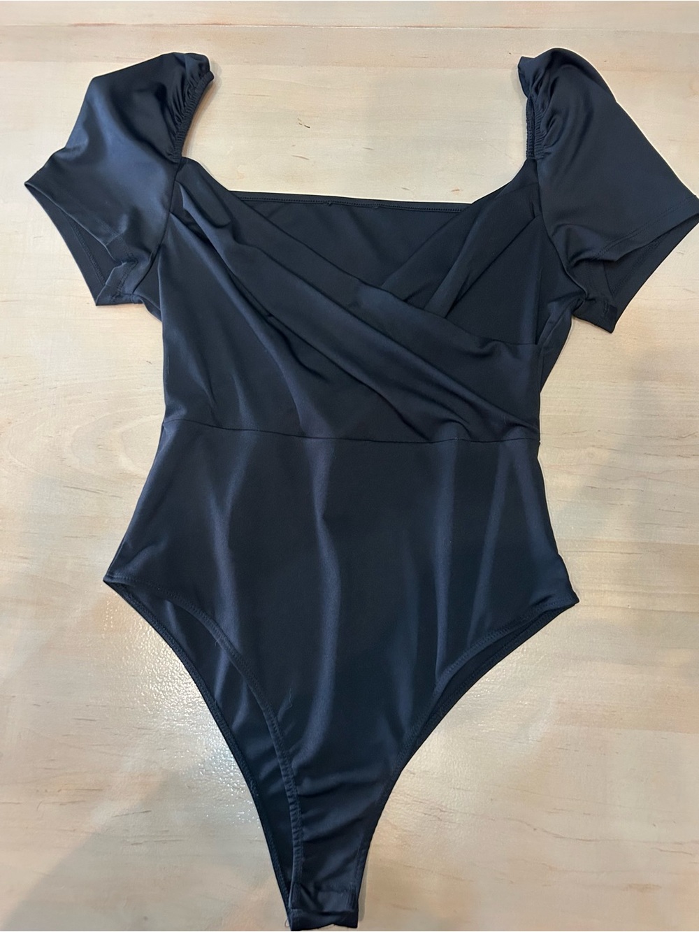 Black Bodysuit with Puff Sleeves